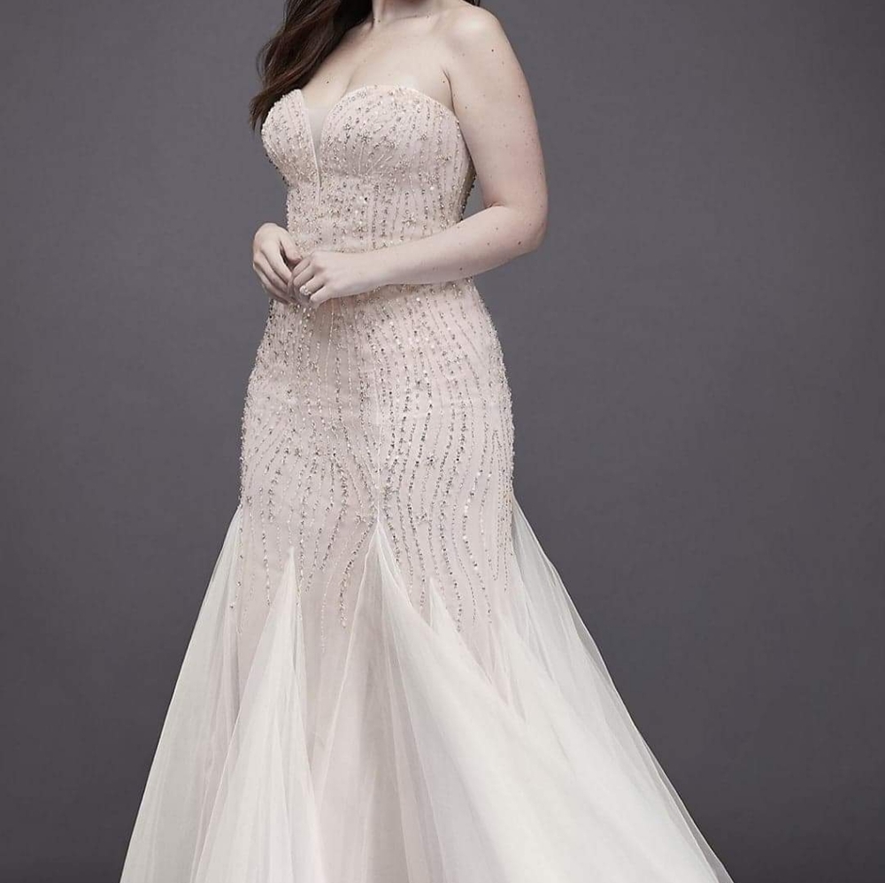 Beaded tulle trumpet wedding dress